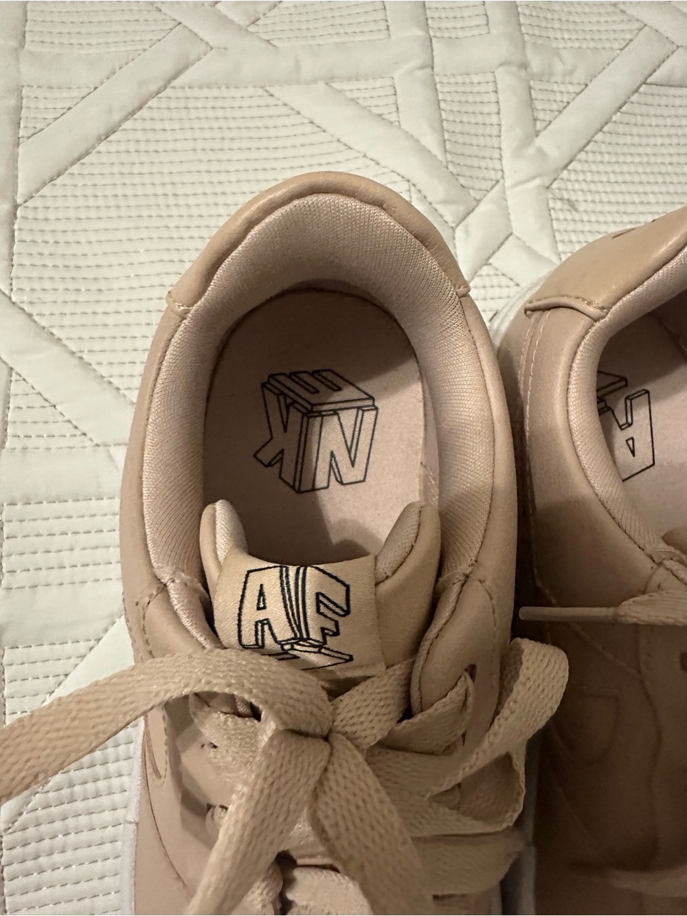 Nike Air Force One Blush Beige Platform Sneakers - Picture 5 of 9